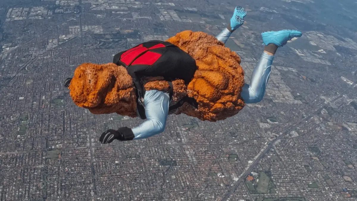 Skydiving Chicken…Plummets In Stunt For KFC And Uber Eats