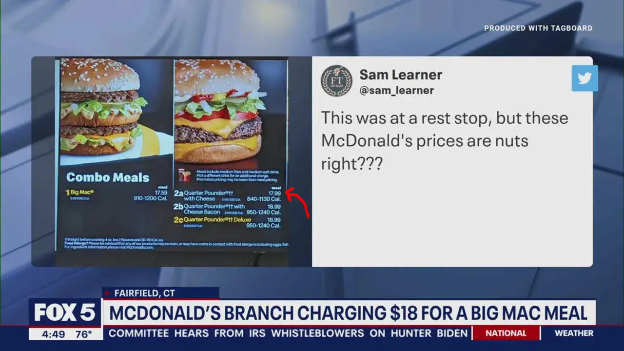 “This Is Greedflation…”Crazy Prices At McDonald’s In CT Where A Big Mac Meal Is $18